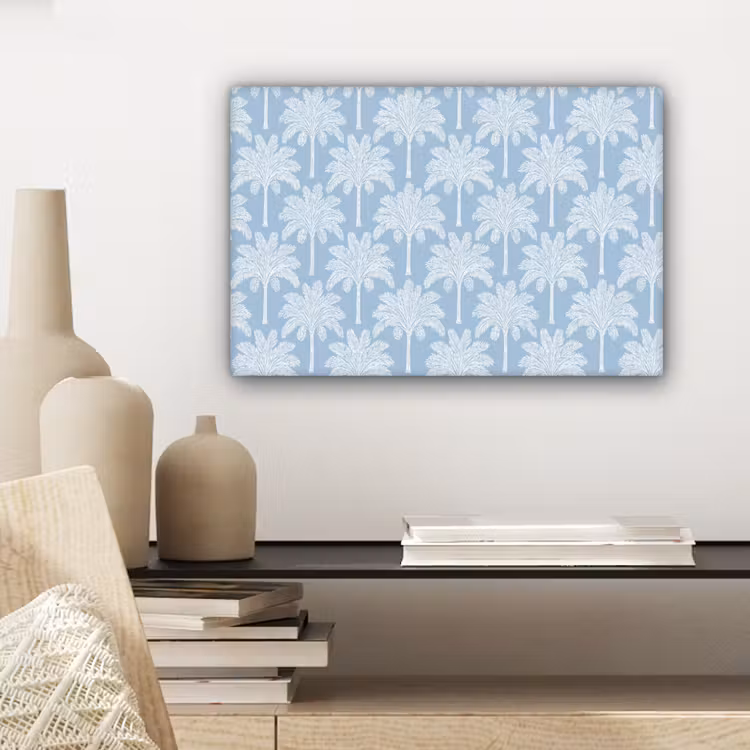 Canvas schilderij - Palmboom - Modern - Blauw — 5