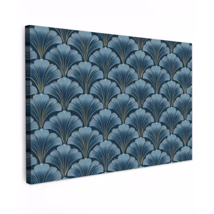 Canvas schilderij - Patroon - Ginkgoblad - Blauw — 1