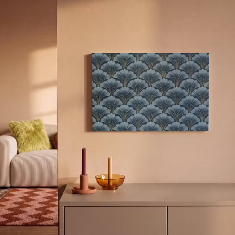 Canvas schilderij - Patroon - Ginkgoblad - Blauw — 2