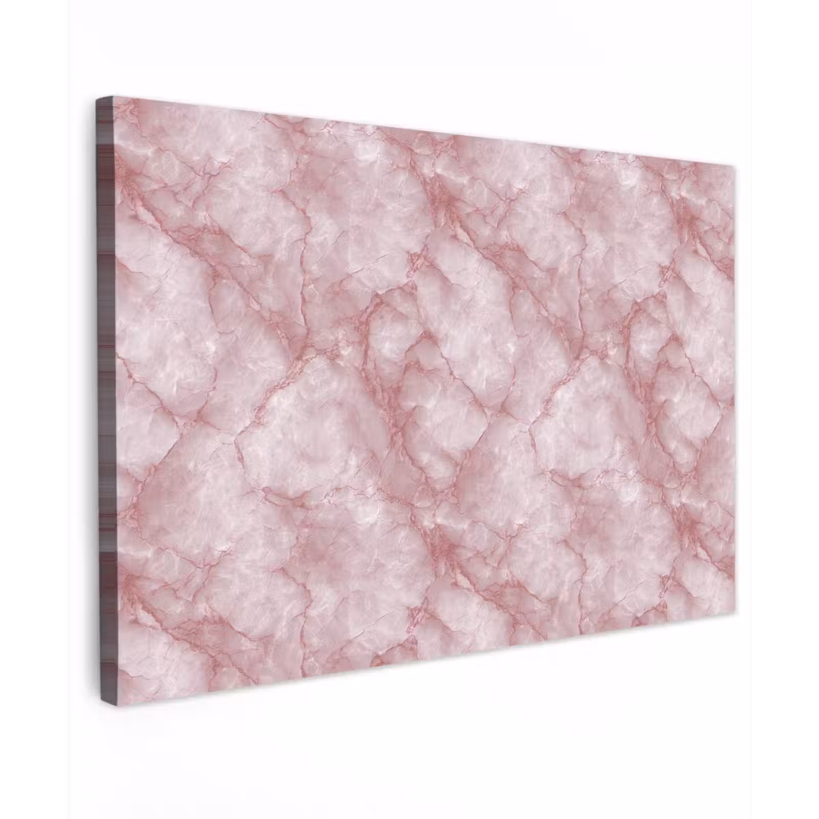 Canvas schilderij - Roze - Kwartsmarmer - Aders — 1
