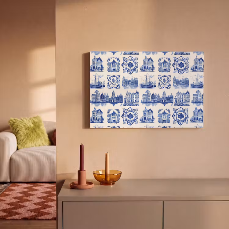 Canvas schilderij - Huizen - Schepen - Blauw — 2