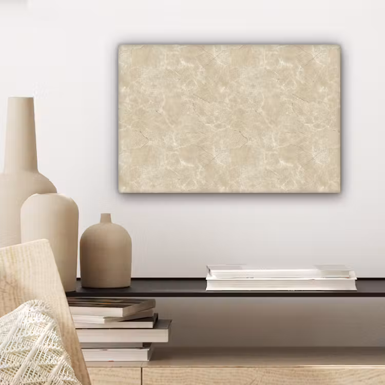Canvas schilderij - Lichtbeige - Marmer - Diffusie adering — 5