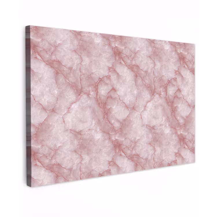 Canvas schilderij - Roze - Kwartsmarmer - Aders — 1