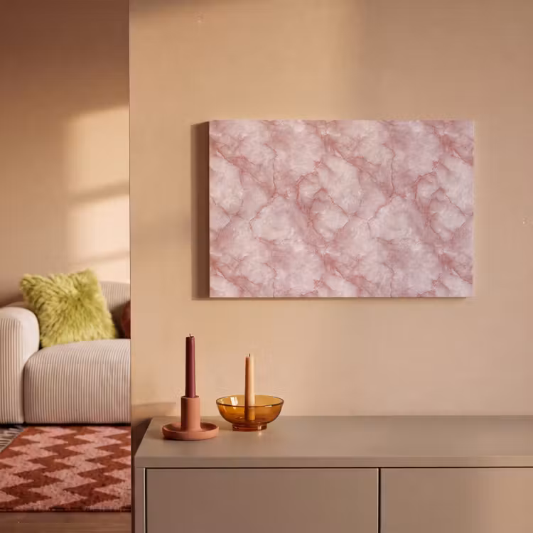 Canvas schilderij - Roze - Kwartsmarmer - Aders — 2