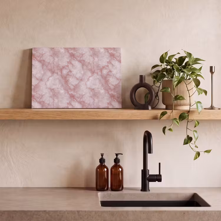 Canvas schilderij - Roze - Kwartsmarmer - Aders — 3