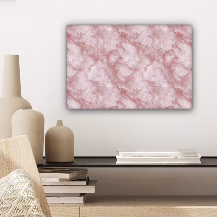 Canvas schilderij - Roze - Kwartsmarmer - Aders — 5