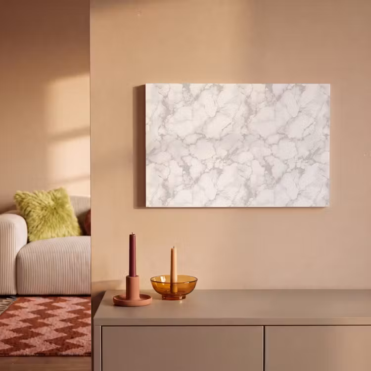 Canvas schilderij - Wit - Marmer - Grijs — 2