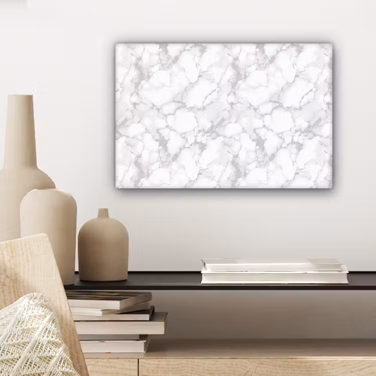 Canvas schilderij - Wit - Marmer - Grijs — 5