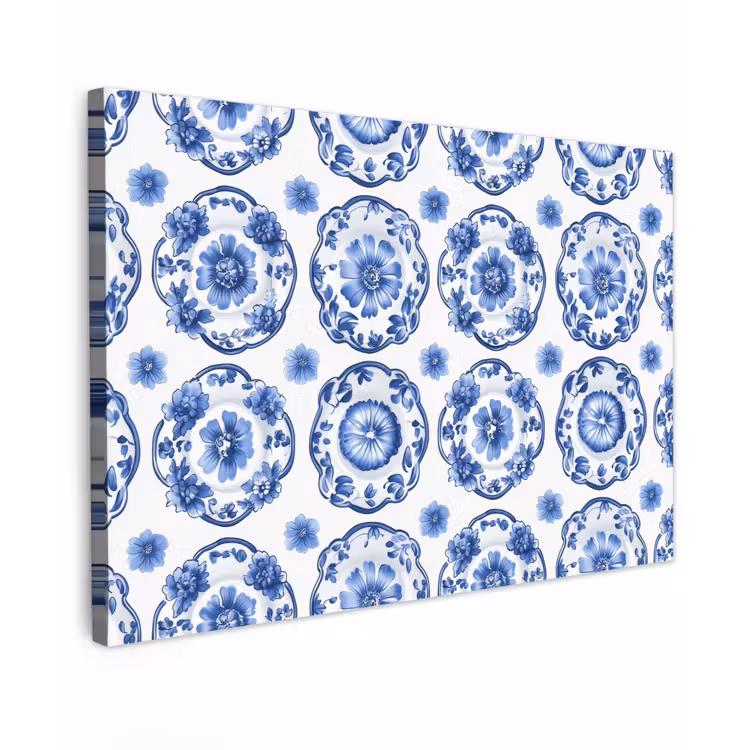 Canvas schilderij - Sierborden - Bloemen - Blauw — 1