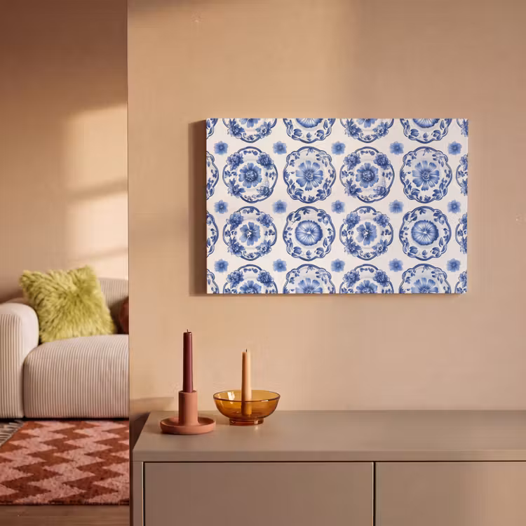 Canvas schilderij - Sierborden - Bloemen - Blauw — 2