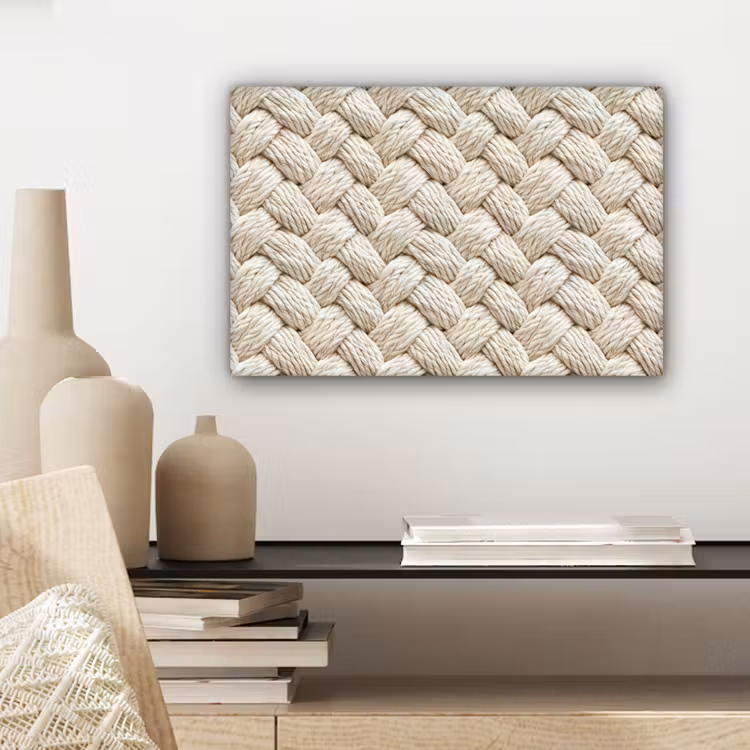 Canvas schilderij - Touw - Gebreid - Beige — 5