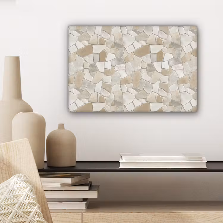 Canvas schilderij - Mozaïek - Stenen - Beige — 5