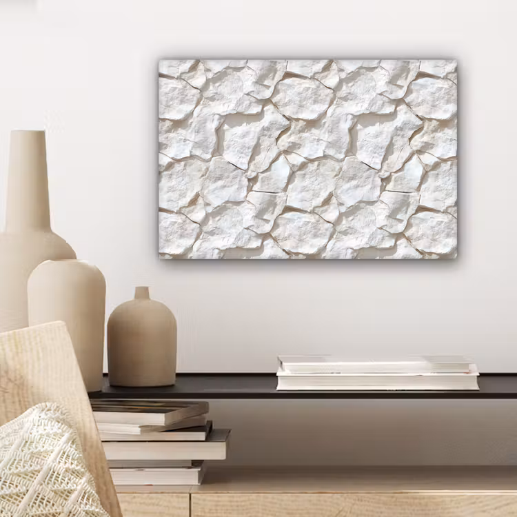 Canvas schilderij - Structuur - Rots - Wit — 5