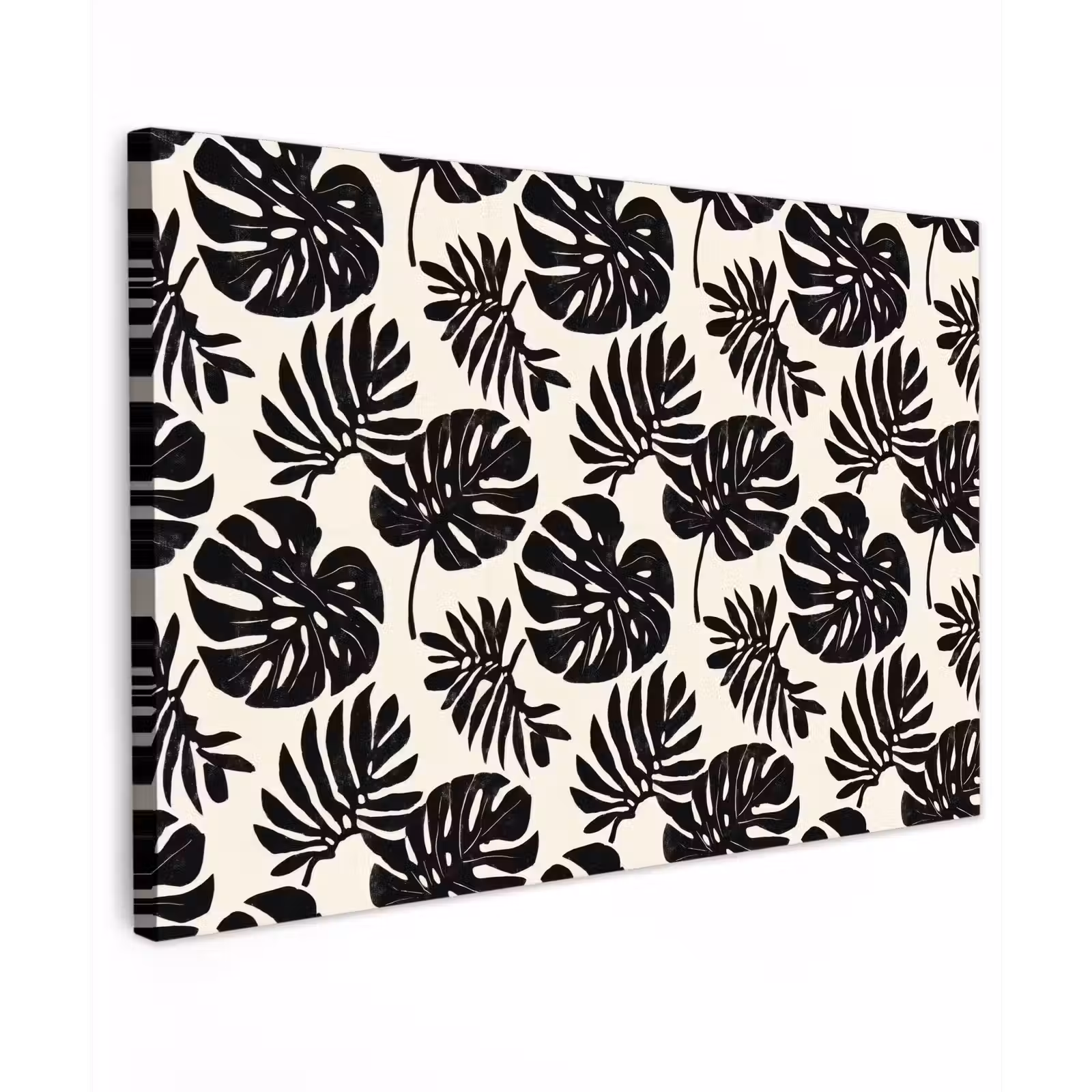 Canvas schilderij - Modern - Monstera - Zwart — 1