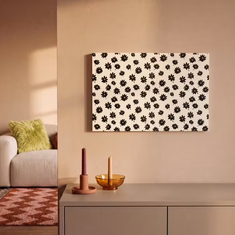 Canvas schilderij - Madeliefjes - Grafisch - Zwart - Beige — 2