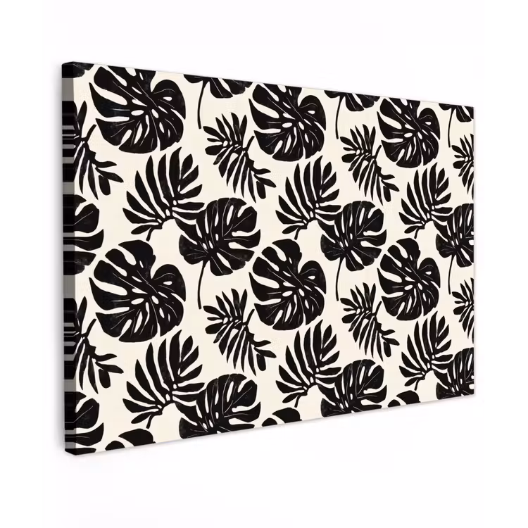 Canvas schilderij - Modern - Monstera - Zwart — 1