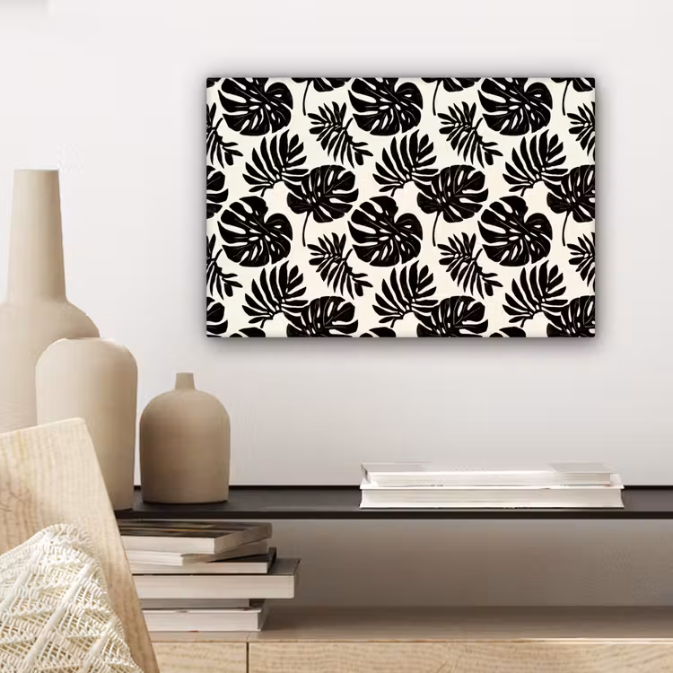 Canvas schilderij - Modern - Monstera - Zwart — 5