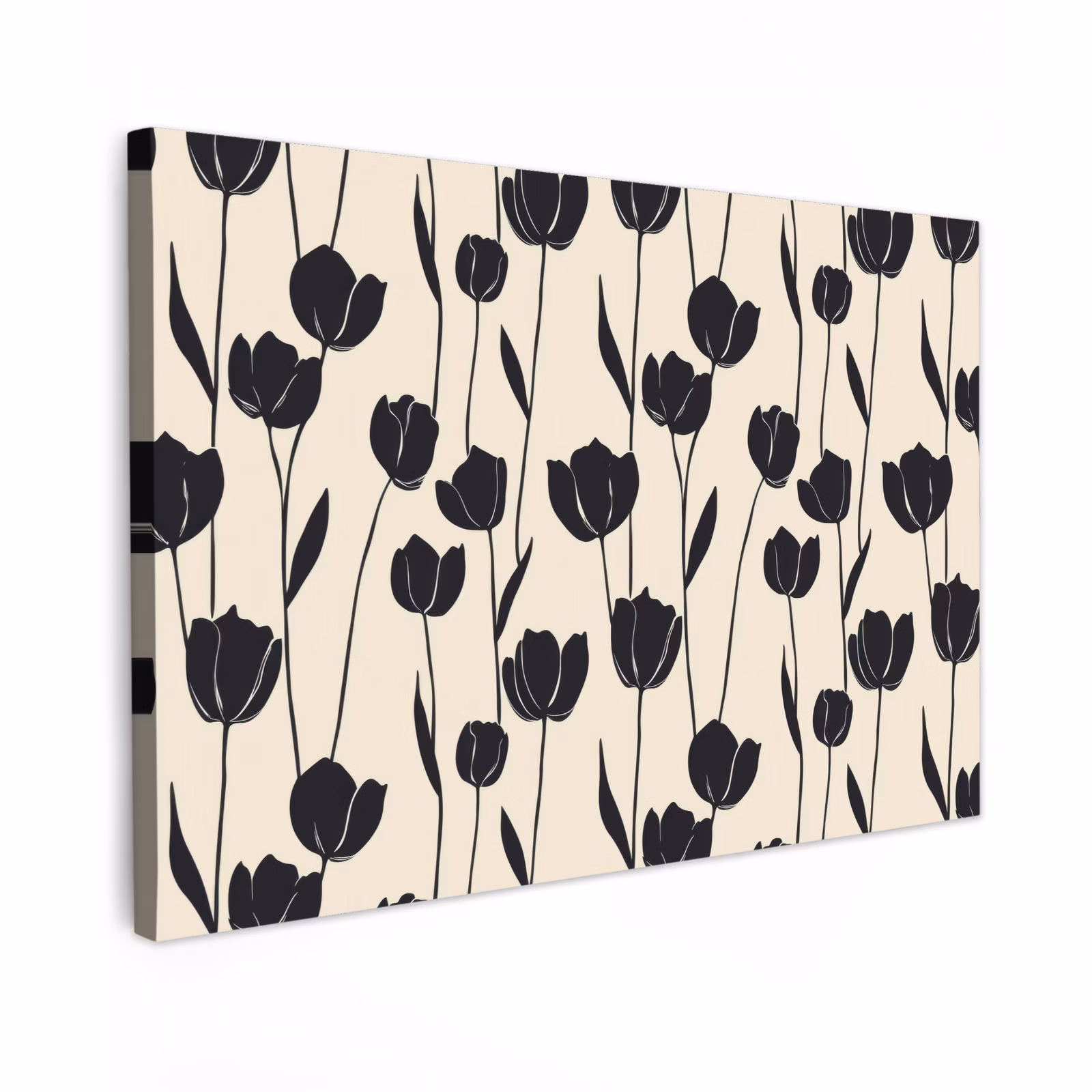Canvas schilderij - Tulpen - Patroon - Zwart — 1