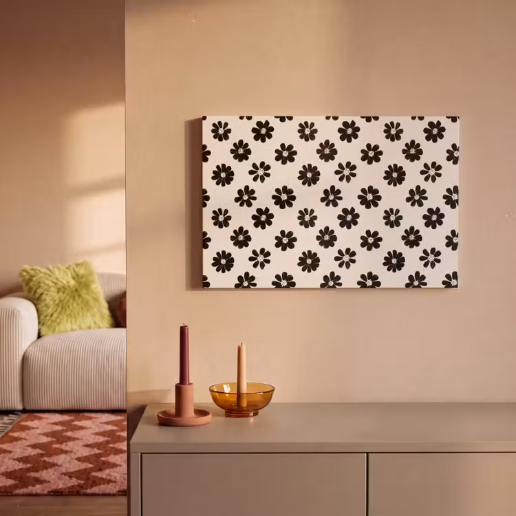 Canvas schilderij - Grafisch - Madeliefjes - Zwart - Beige — 2