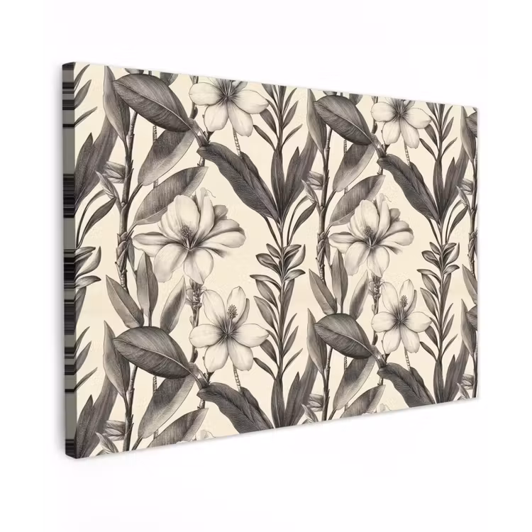 Canvas schilderij - Klassiek - Botanisch - Zwart - Beige — 1