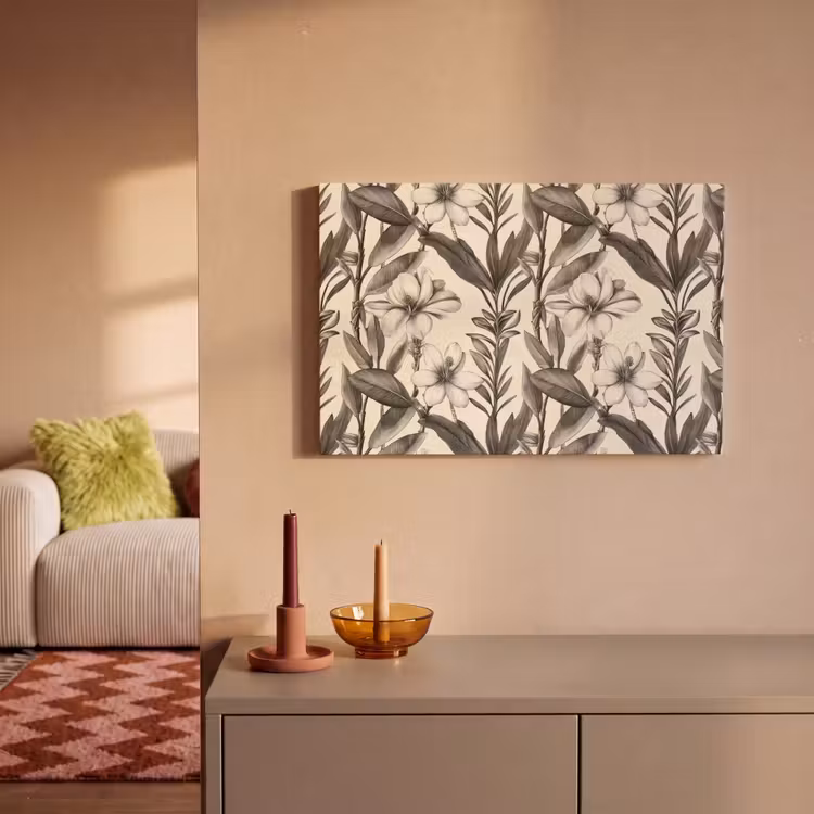 Canvas schilderij - Klassiek - Botanisch - Zwart - Beige — 2