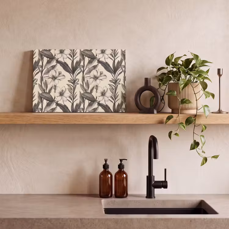 Canvas schilderij - Klassiek - Botanisch - Zwart - Beige — 3