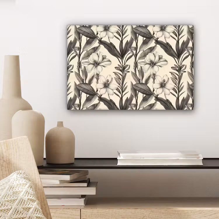 Canvas schilderij - Klassiek - Botanisch - Zwart - Beige — 5
