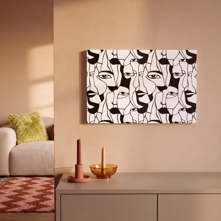Canvas schilderij - Lijnen - Gezichten - Zwart - Wit — 2