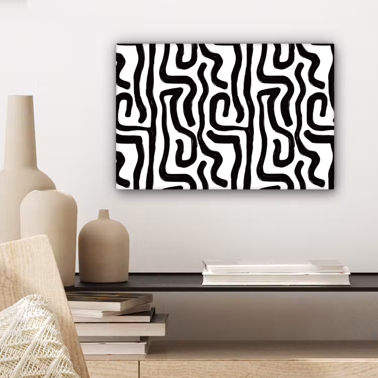 Canvas schilderij - Modern - Lijnen - Zwart — 5