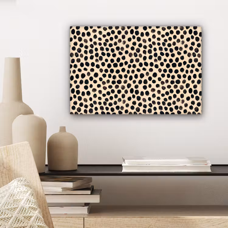 Canvas schilderij - Stippen - Patroon - Zwart — 5