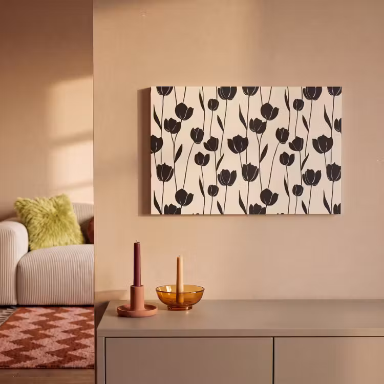 Canvas schilderij - Tulpen - Patroon - Zwart — 2