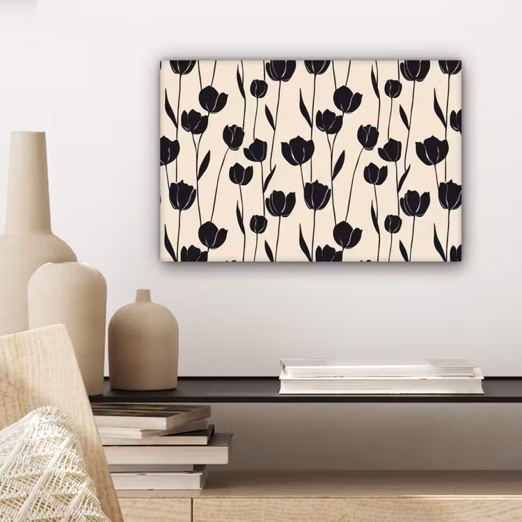 Canvas schilderij - Tulpen - Patroon - Zwart — 5