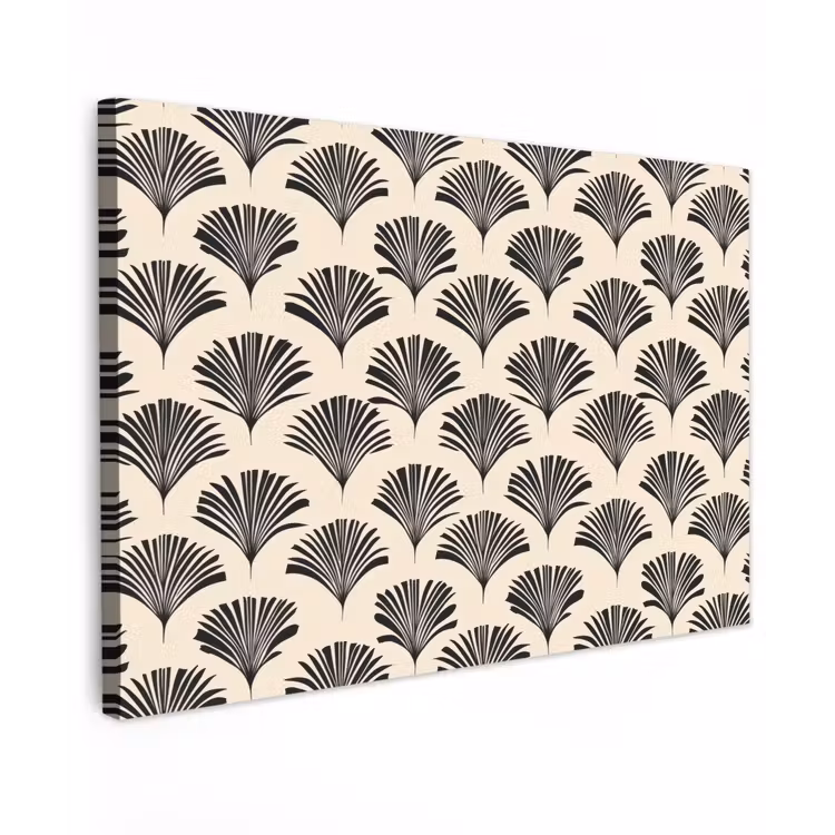 Canvas schilderij - Waaiers - Botanisch - Zwart - Beige — 1