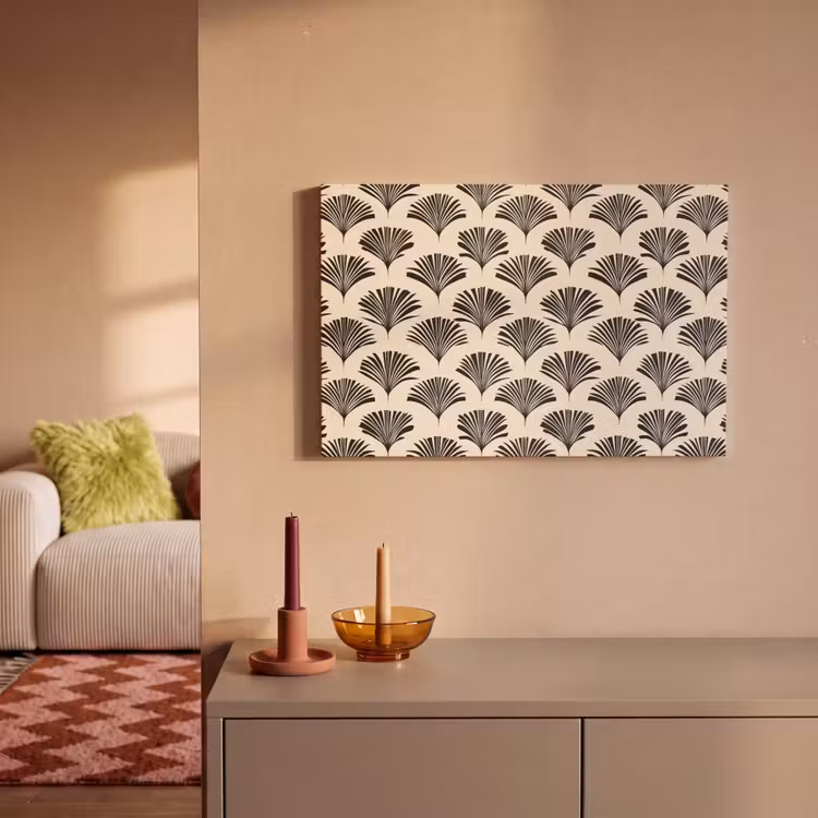 Canvas schilderij - Waaiers - Botanisch - Zwart - Beige — 2