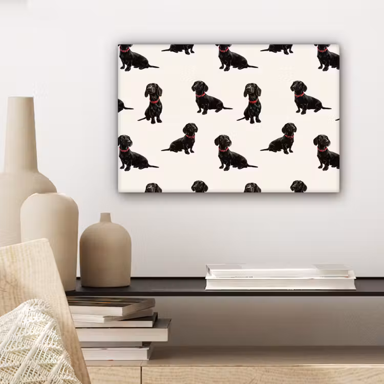 Canvas schilderij - Hond - Patroon - Zwart — 5