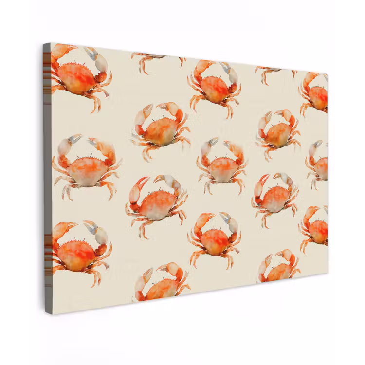 Canvas schilderij - Krabben - Patroon - Oranje — 1