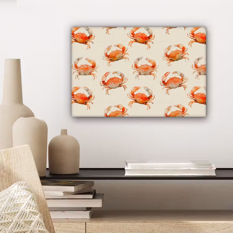 Canvas schilderij - Krabben - Patroon - Oranje — 5