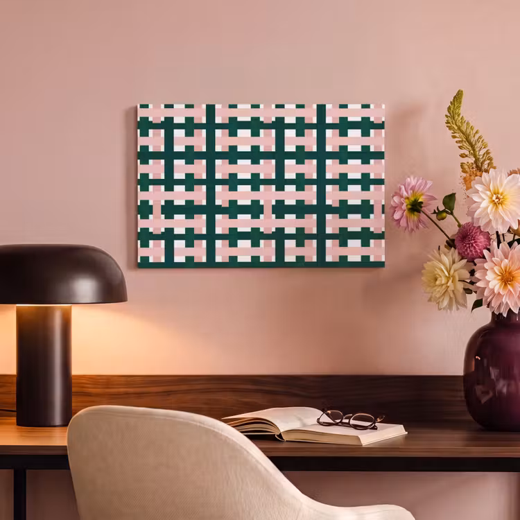 Canvas schilderij - Vlechtpatroon - Groen - Roze - Grafisch — 4