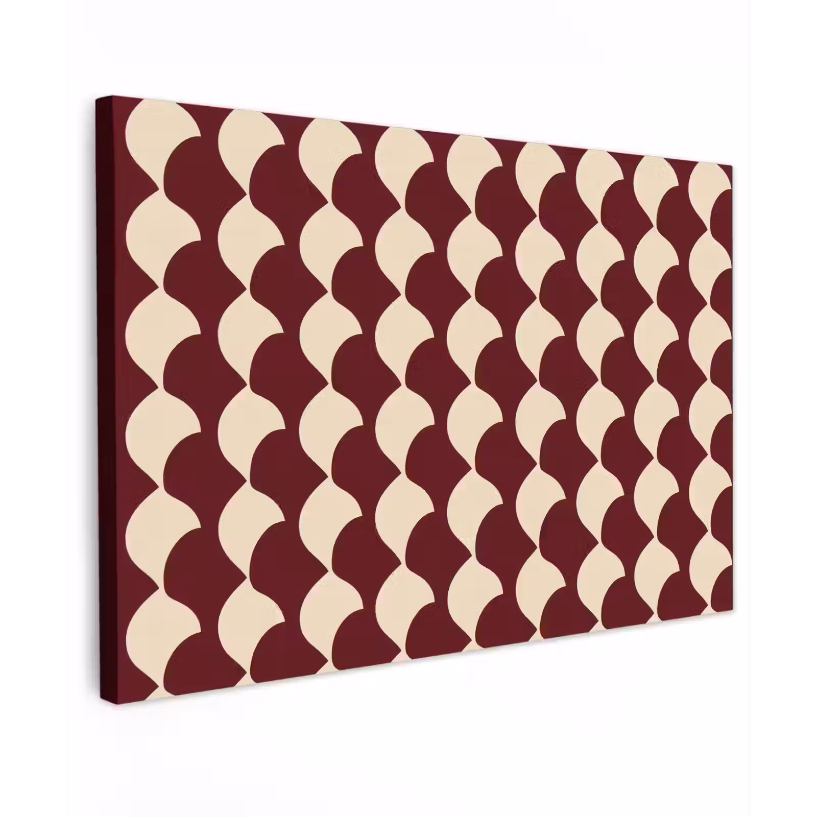 Canvas schilderij - Rood - Tegelpatroon - Crème — 1