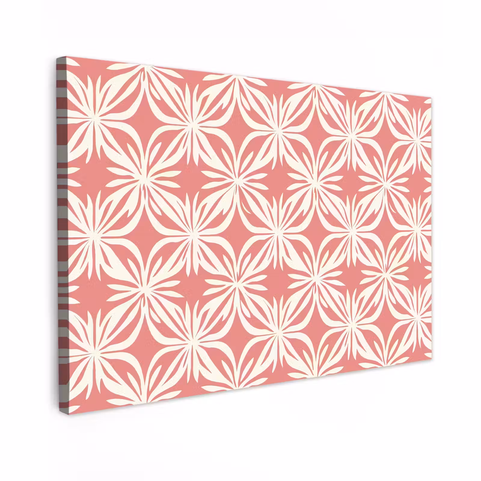 Canvas schilderij - Roze - Bloemenmotief - Wit - Modern — 1