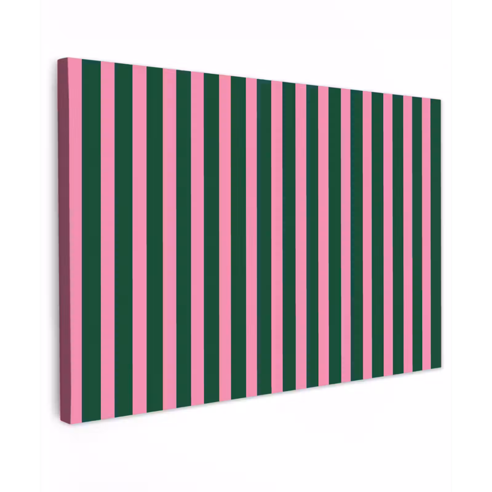 Canvas schilderij - Verticale strepen - Groen - Roze — 1