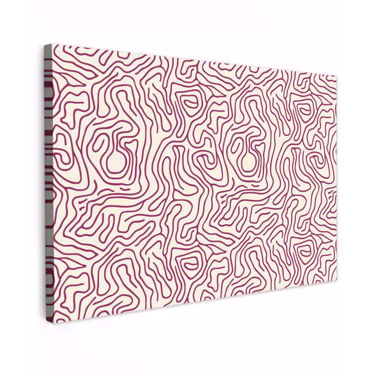 Canvas schilderij - Kronkelende lijn - Magenta - Crème — 1