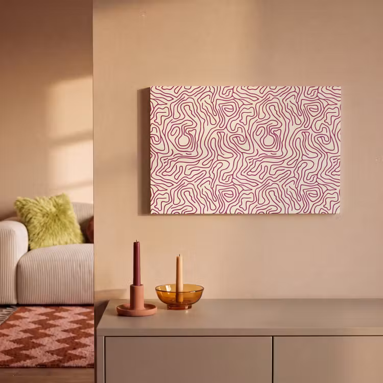 Canvas schilderij - Kronkelende lijn - Magenta - Crème — 2