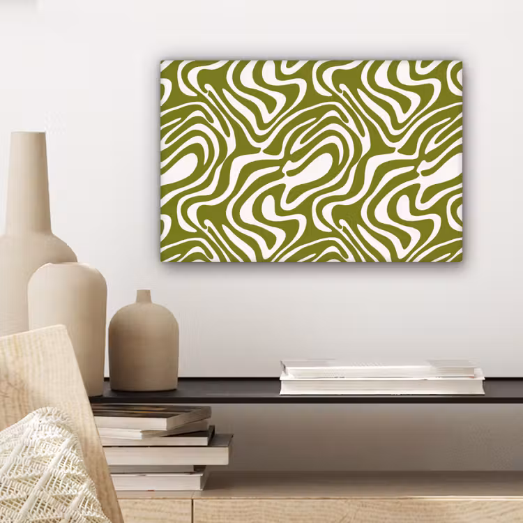 Canvas schilderij - Lijnpatroon - Groen - Organisch — 5