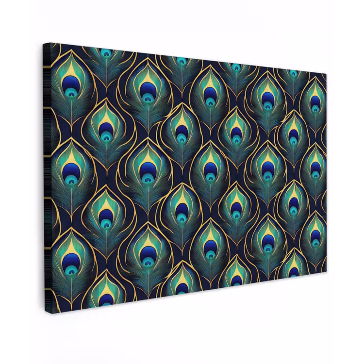 Canvas schilderij - Pauw - Veren - Groen — 1