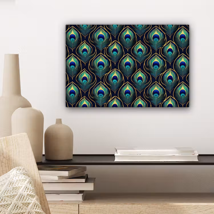 Canvas schilderij - Pauw - Veren - Groen — 5