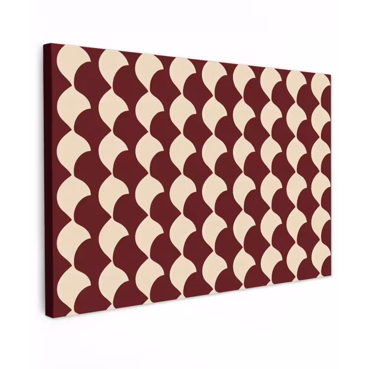 Canvas schilderij - Rood - Tegelpatroon - Crème — 1