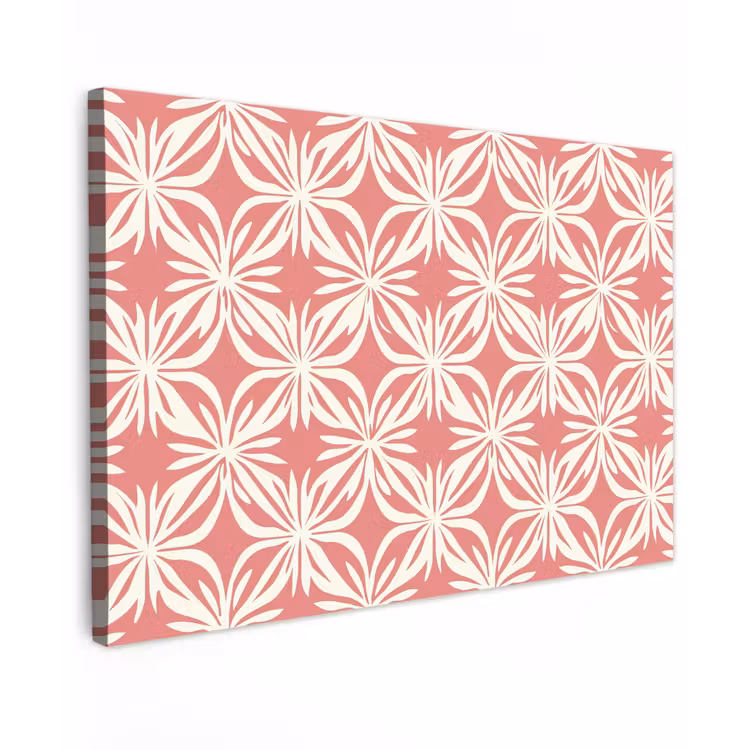 Canvas schilderij - Roze - Bloemenmotief - Wit - Modern — 1