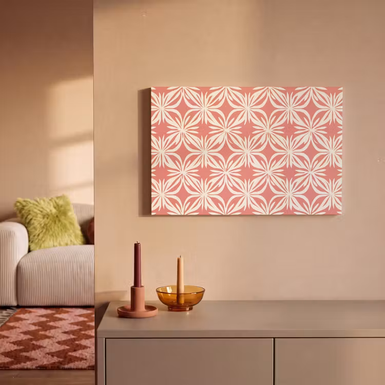 Canvas schilderij - Roze - Bloemenmotief - Wit - Modern — 2