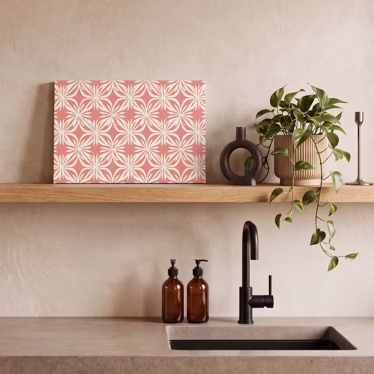 Canvas schilderij - Roze - Bloemenmotief - Wit - Modern — 3